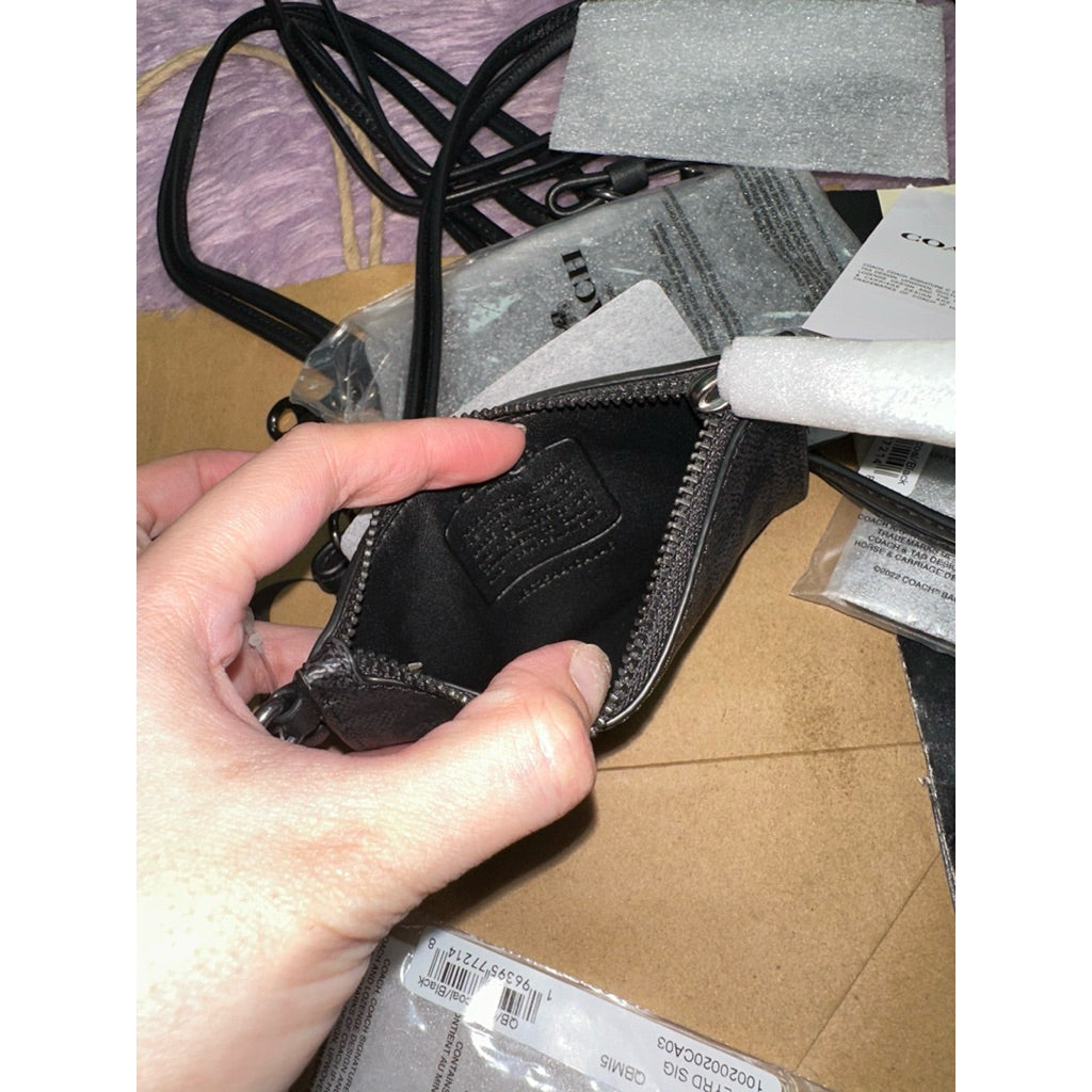 ORIG & IMPORTED CCH Zip Lanyard Card Case Black Wallet For Men / Unisex