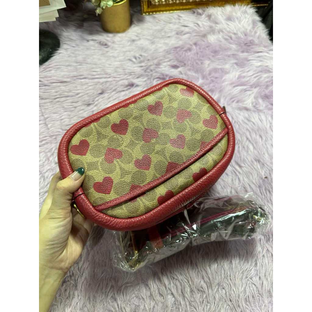ORIG Preloved CCH Camera Small Khaki/Red Bag Thick Strap