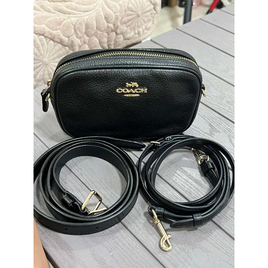 ORIG Preloved CCH  Black Pebbled Leather Convertible Belt Mini Bag