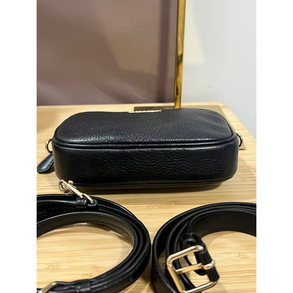 ORIG Preloved CCH  Black Pebbled Leather Convertible Belt Mini Bag