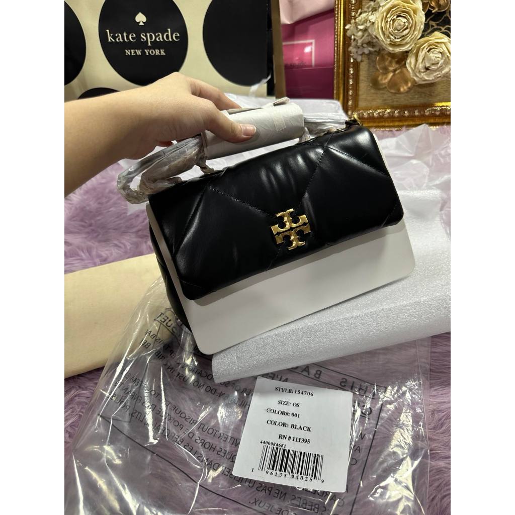 ORIG & IMPORTED TB Small Kira Diamond Quilt Convertible Shoulder Bag Black
