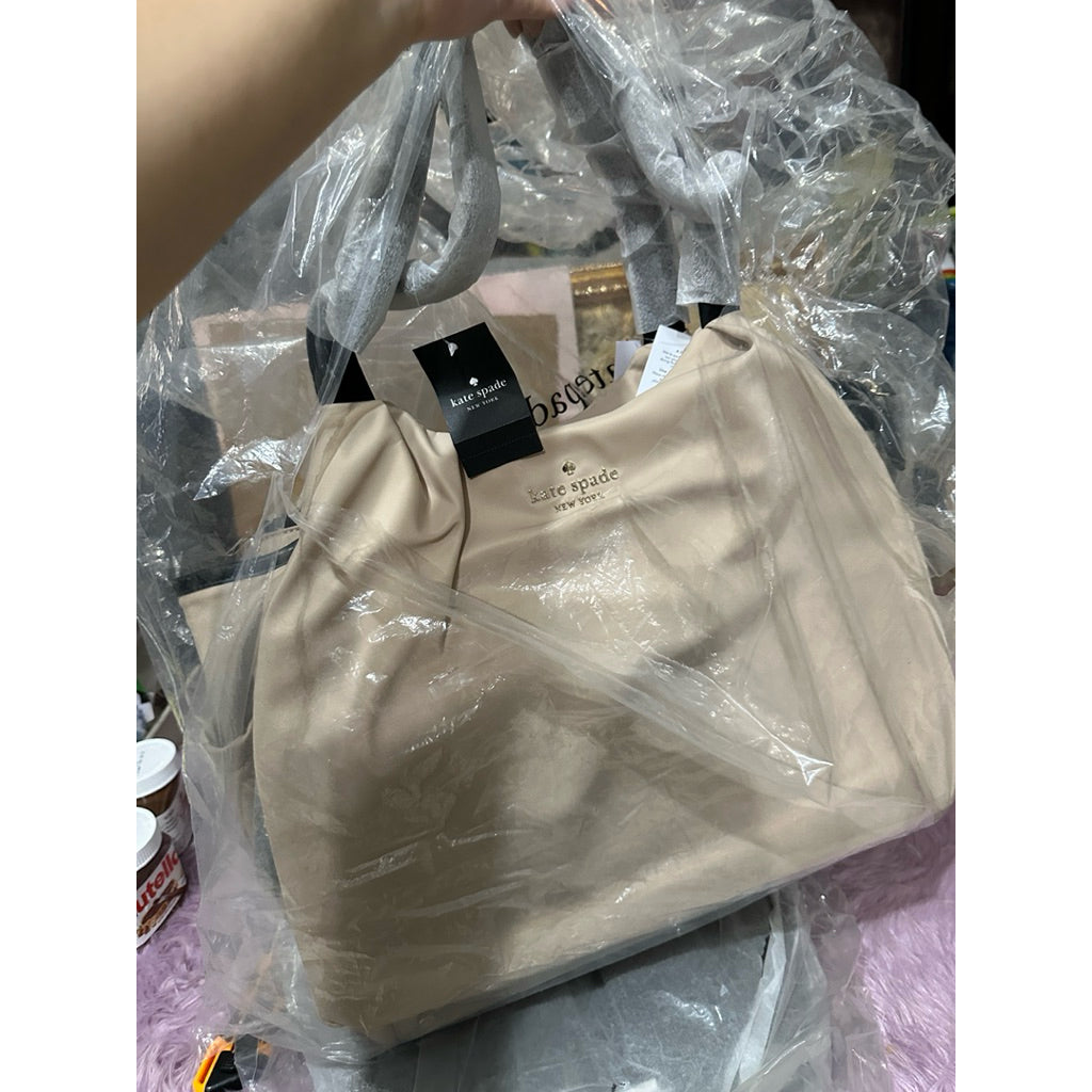 ORIG & IMPORTED KS Large Chelsea Baby Nylon Black Bag Beige