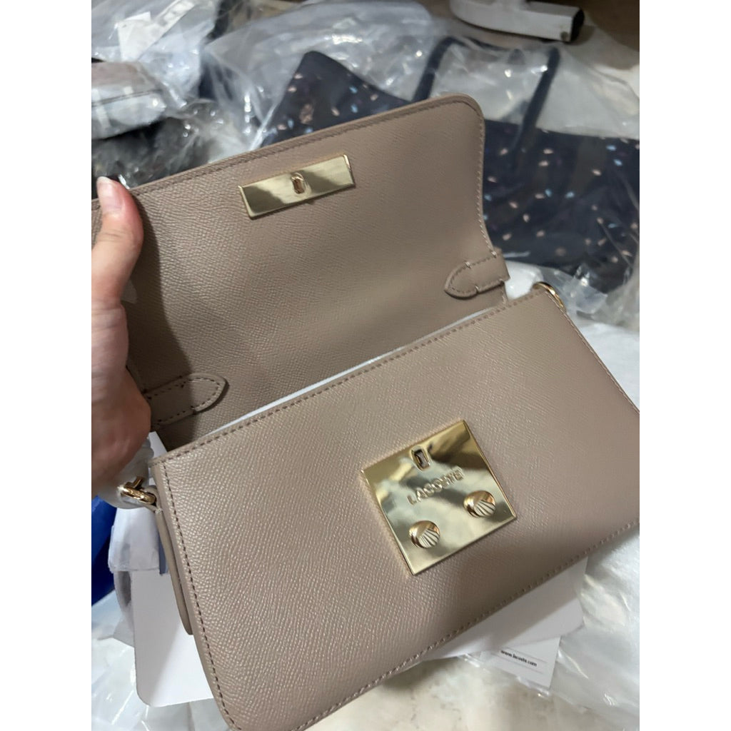 ORIG & IMPORTED Lacoste Champs-Élysées Shoulder Flap Taupe/Pink Bag