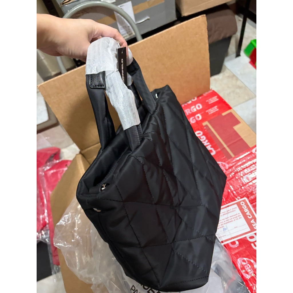 ORIG & IMPORTED Karl Lagerfeld KL Small Nylon Voyage Tote Black Bag Cat