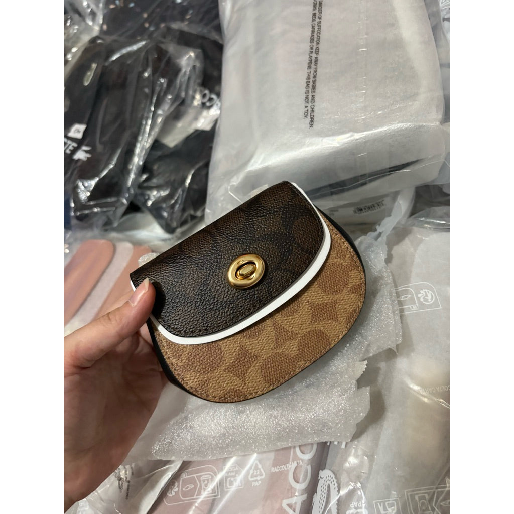 ORIG & IMPORTED Coach Turnlock Card Case Small Wallet On Chain Mini Bag Wallet
