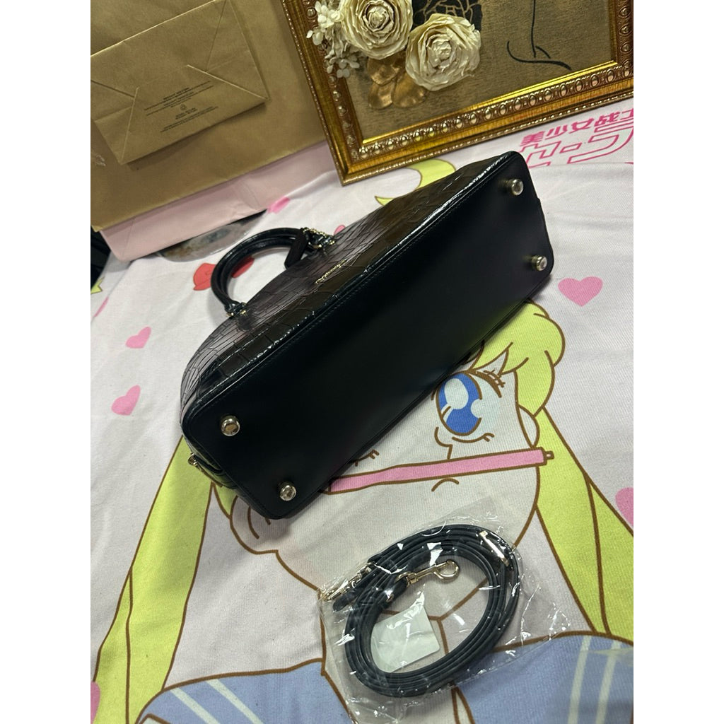 ORIG Preloved CCH Sierra Satchel Large Dome Black Croc Bag