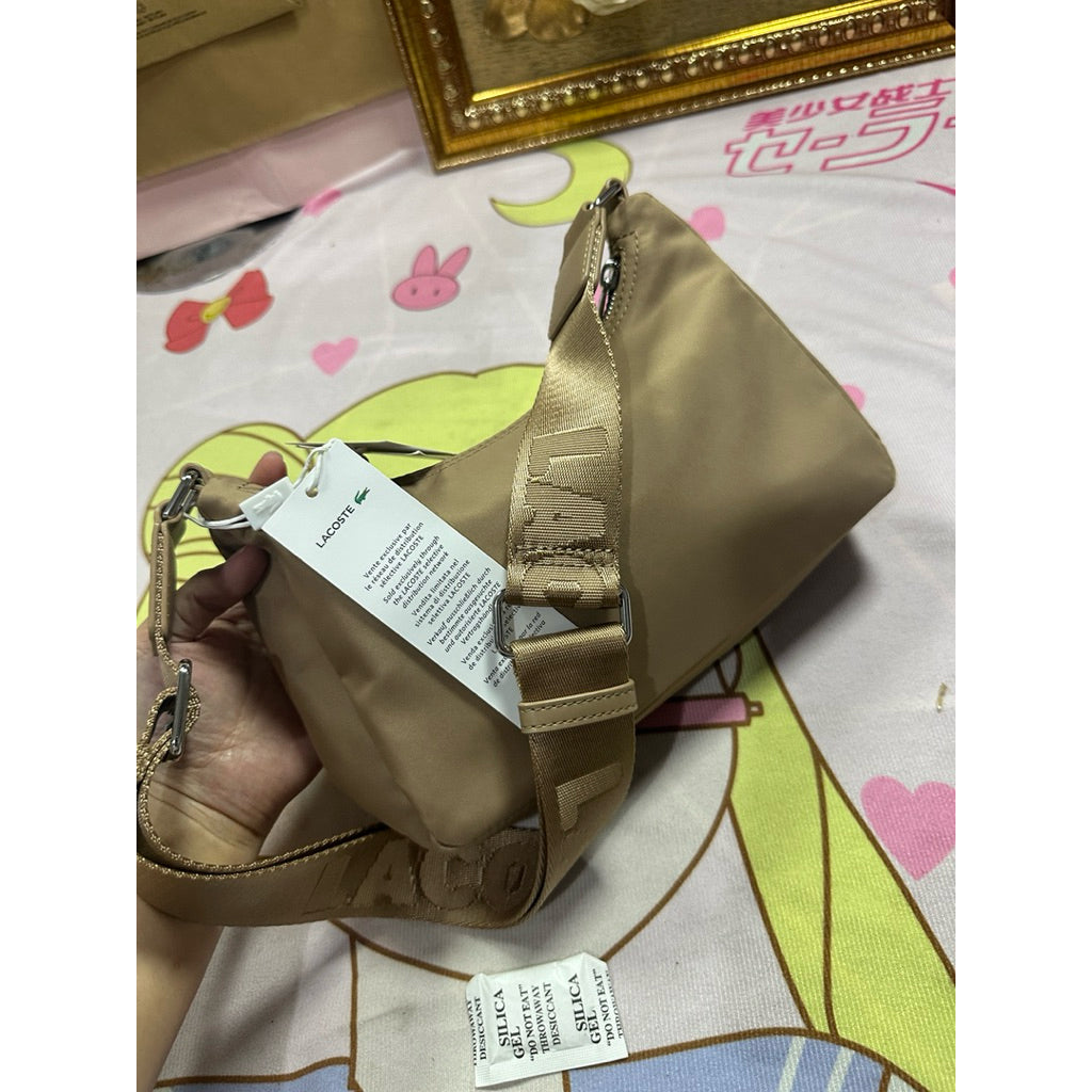 ORIG & IMPORTED LCT Nylon Crossbody Hobo Bag Beige