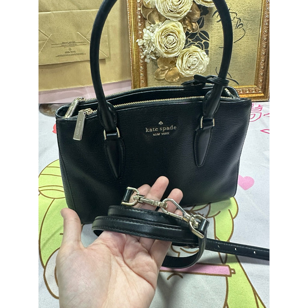 ORIG Preloved KS Dani Small Triple Compartment Satchel Black Bag