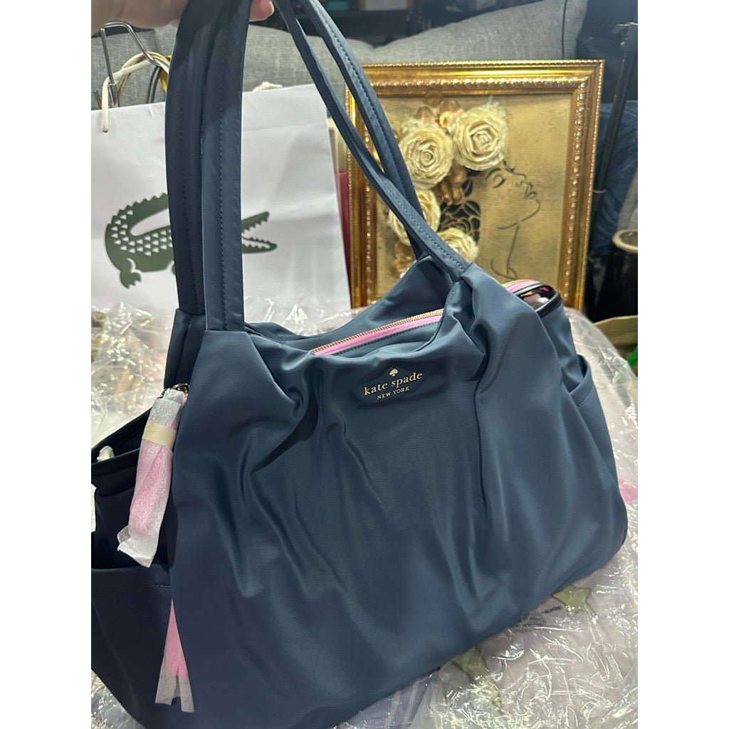 ORIG & IMPORTED KS Large Chelsea Baby Nylon Black Bag Beige