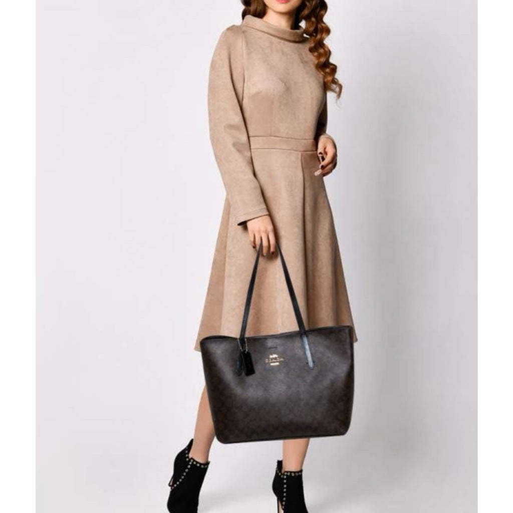 ORIG Preloved RARE CCH Avenue Large Brown Tote Bag In Signature Canvas