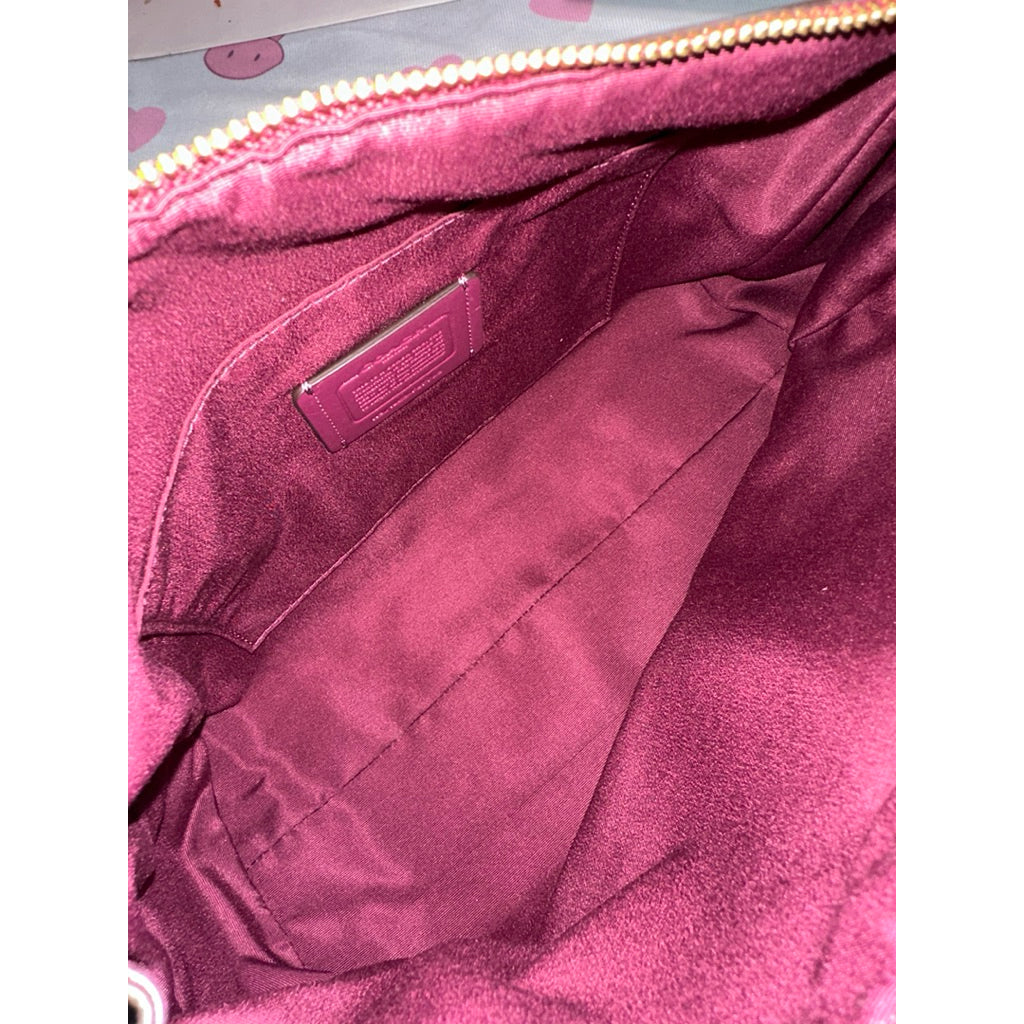 ORIG Preloved RARE CCH Mia Shoulder Bag Signature Brown Metallic Berry