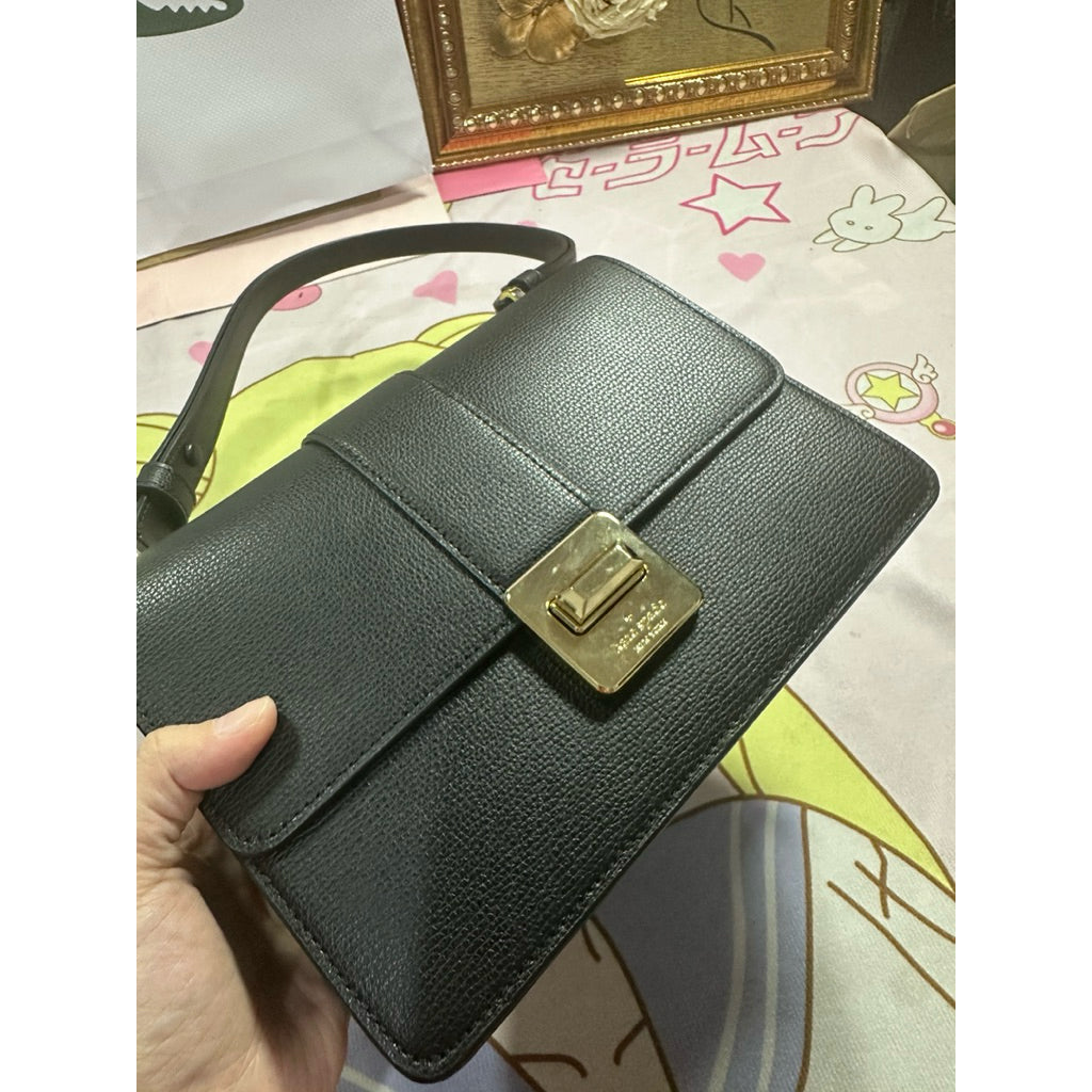 ORIG & IMPORTED KS Phoebe Turnlock Flap Shoulder Black Bag