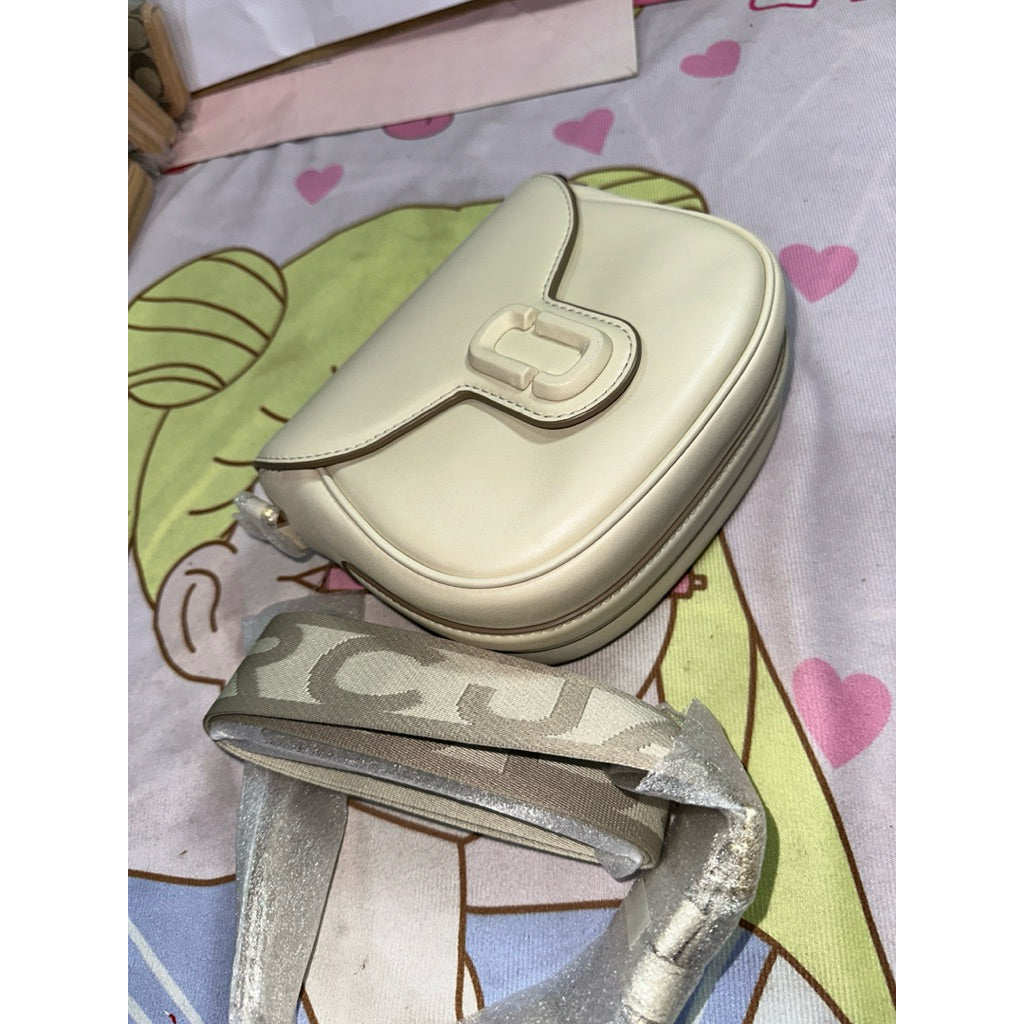 ORIG & IMPORTED MJ The Saddle Crossbody White Flap Bag