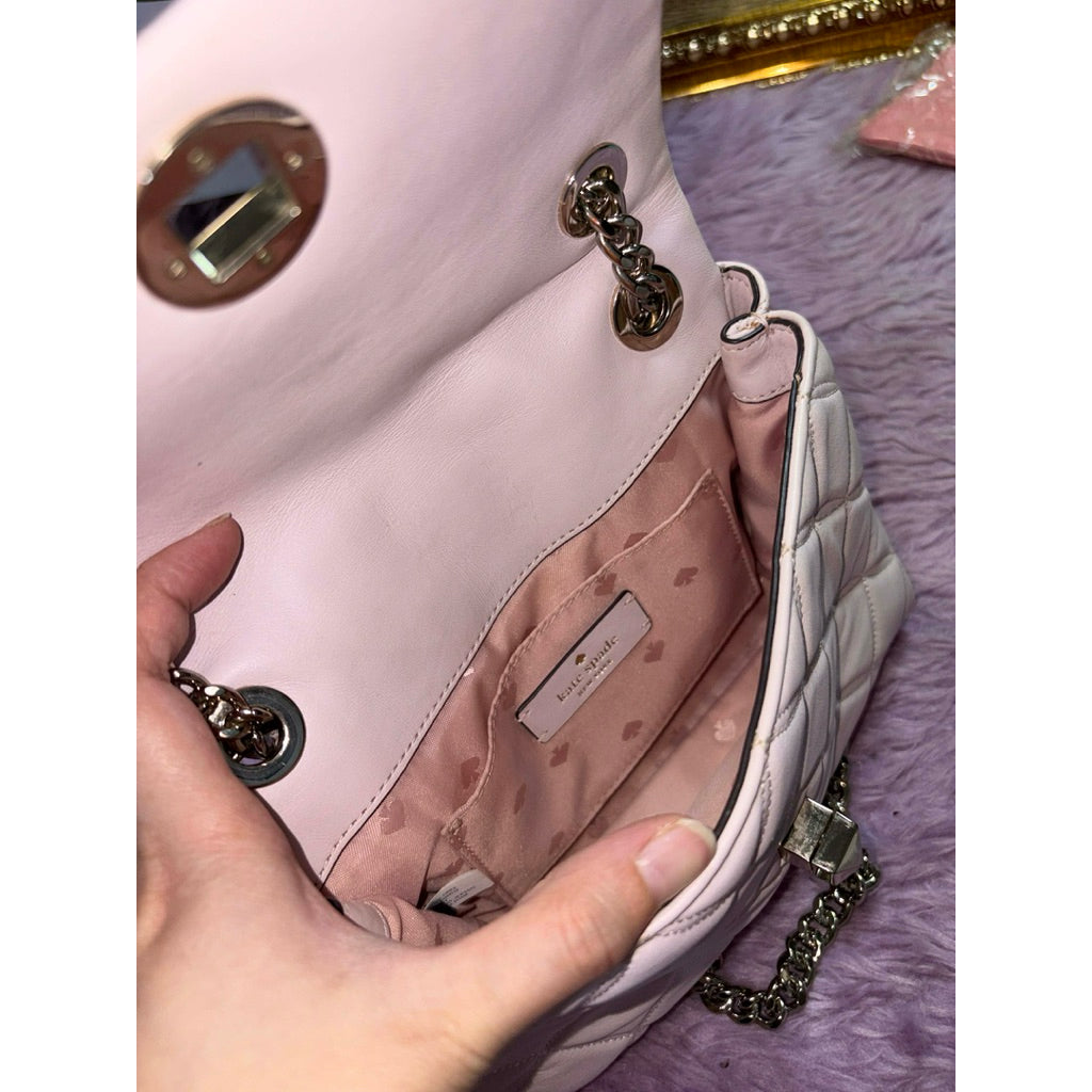 ORIG Preloved KS Natalia Small Flap Crossbody Bag in a quilted light pink
