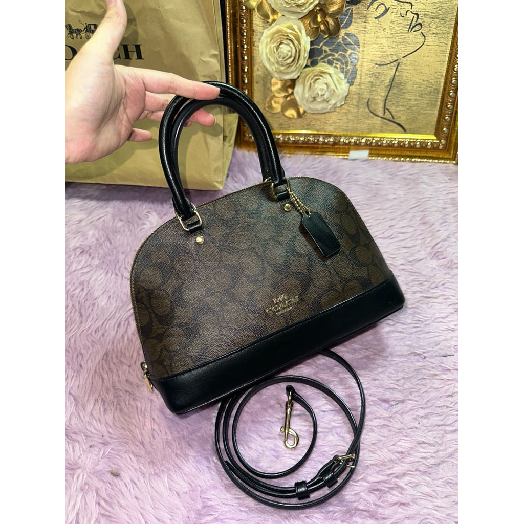 ORIG Preloved CCH Mini Sierra Dome Satchel Signature Brown Black Bag