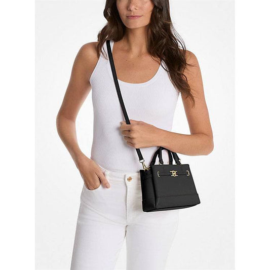 ORIG & IMPORTED MK Reed Extra-Small Pebbled Leather Satchel Black Pink Bag