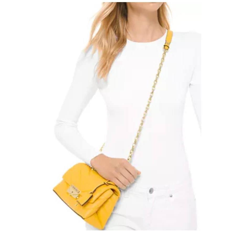 ORIG Preloved MK Cece Small Quilted Leather Convertible Shoulder Yellow Bag