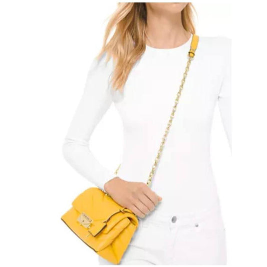 ORIG Preloved MK Cece Small Quilted Leather Convertible Shoulder Yellow Bag
