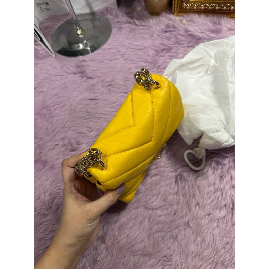 ORIG Preloved MK Cece Small Quilted Leather Convertible Shoulder Yellow Bag