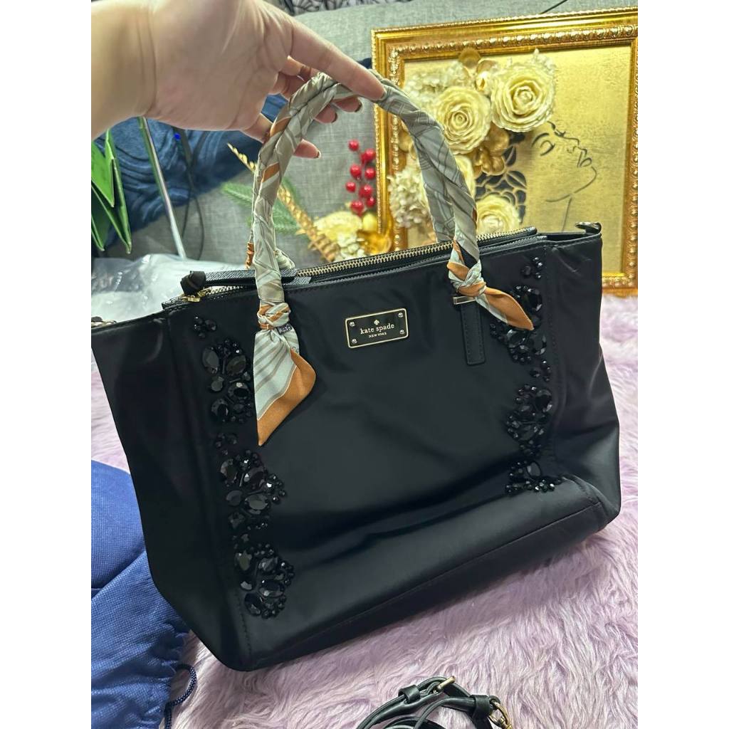 ORIG Preloved KS Wilson Road Alyse Tote Nylon Crossbody Black Bag