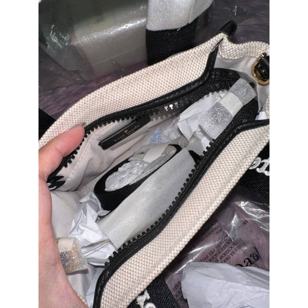 ORIG & IMPORTED KS Kip Canvas Mini Tote Beige/Black/Pink Bag