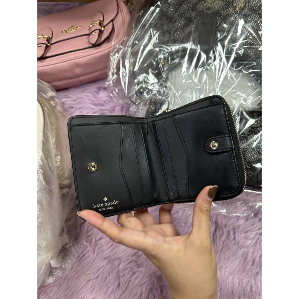ORIG Preloved KS Staci Small Zip Around Black Wallet