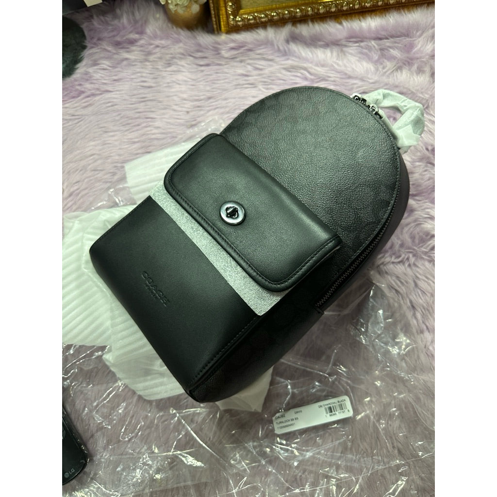 ORIG & IMPORTED CCH Turnlock Sling Pack Men Black Body Bag In Signature Canvas