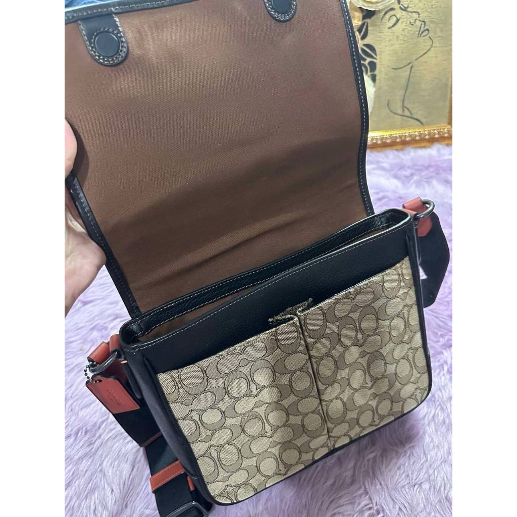 ORIG Preloved CCH Sprint Messenger Men Brown Bag In Signature Jacquard