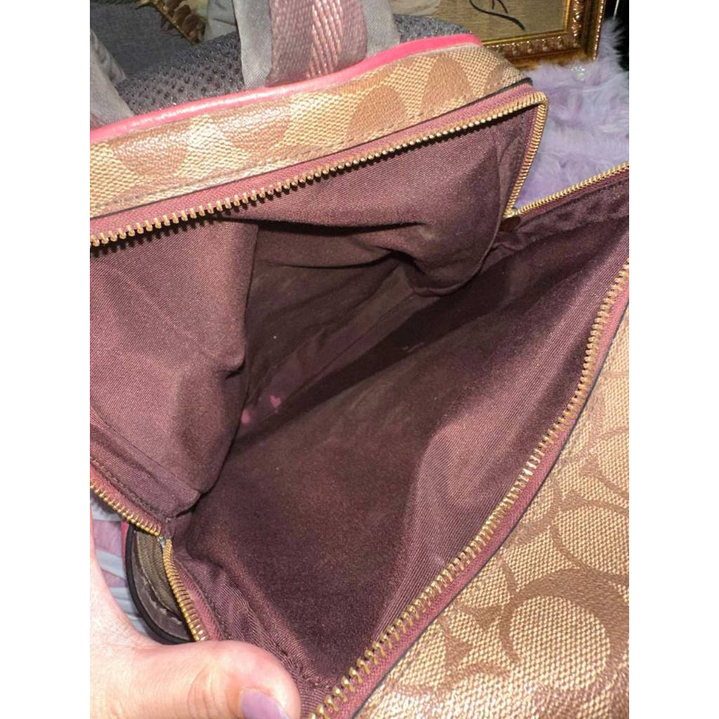 ORIG Preloved CCH Court Backpack Brown/Pink Bag In Blocked Signature Canvas