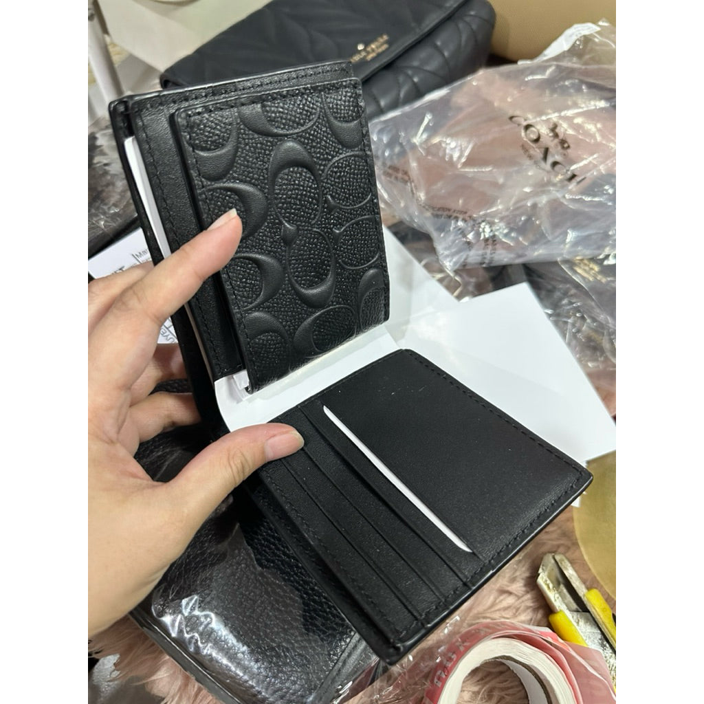 ORIG & IMPORTED CCH Compact ID 3-in-1 Wallet for Men in Signature Leather Black