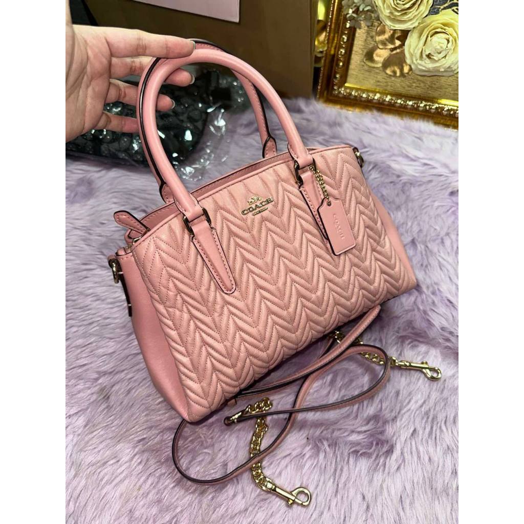 ORIG Preloved RARE CCH Mini Sage Carryall Satchel Small Pink Quilted Bag