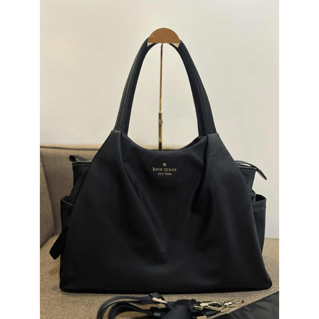 ORIG & IMPORTED KS Large Chelsea Baby Nylon Black Bag Beige