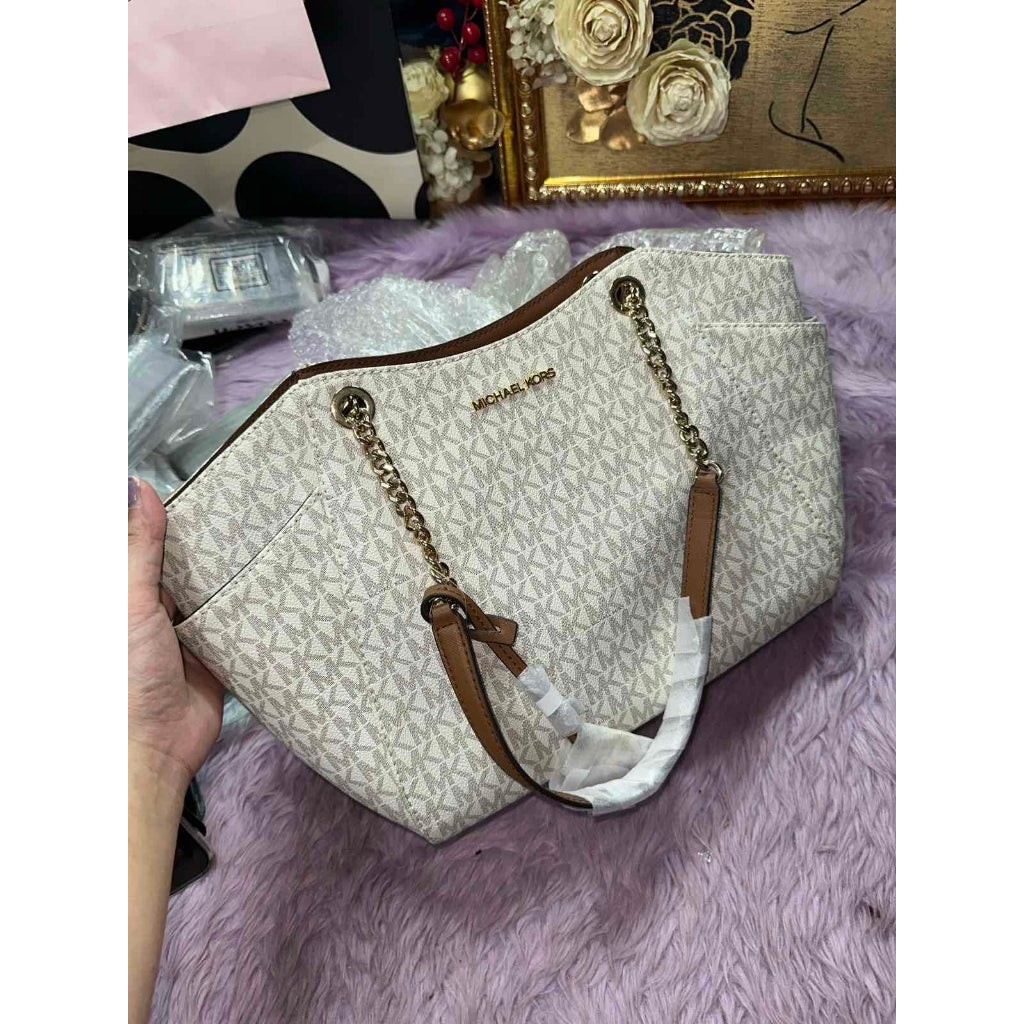 ORIG & IMPORTED MK Jet Set Large White Signature Logo Tote Bag
