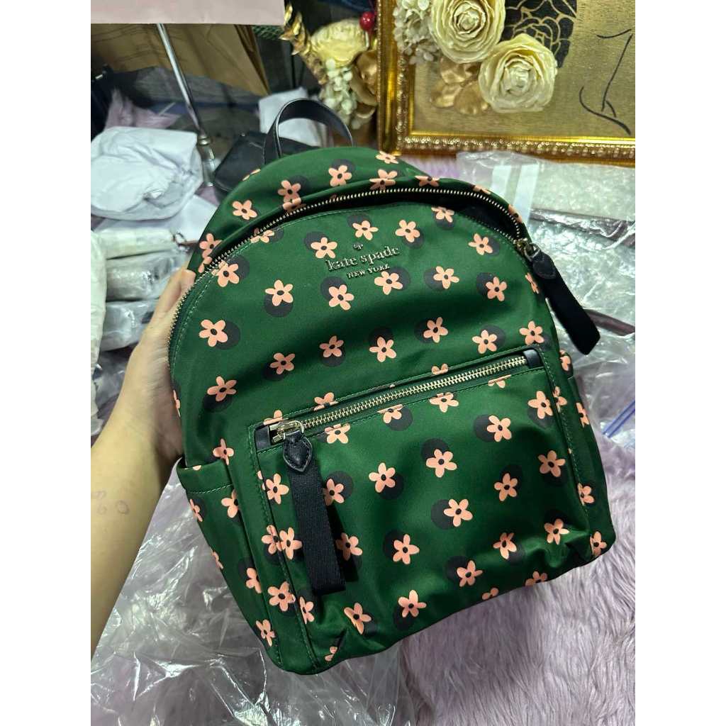 ORIG Preloved KS Chelsea Nylon Green Floral Medium Bag