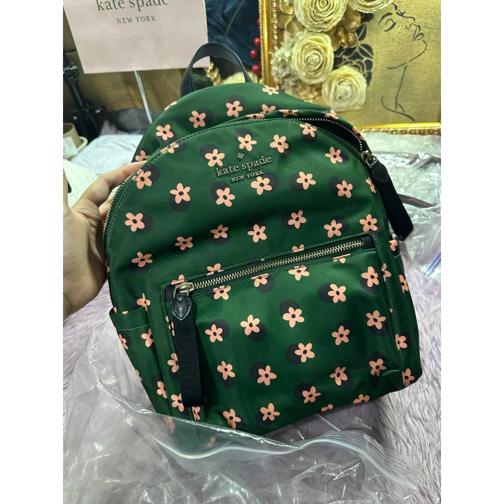 ORIG Preloved KS Chelsea Nylon Green Floral Medium Bag