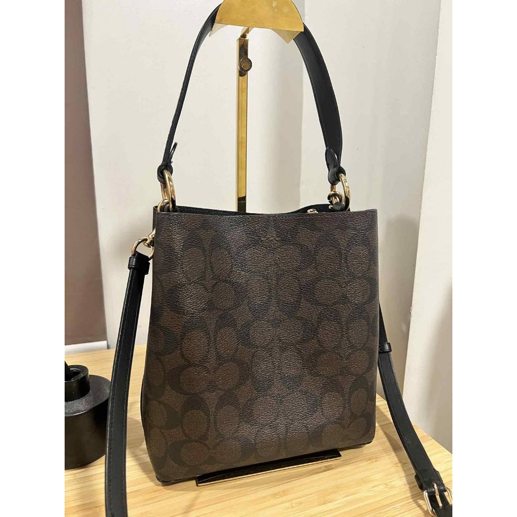 ORIG Preloved CCH Small Town Bucket Bag In Signature Canvas Brown Black