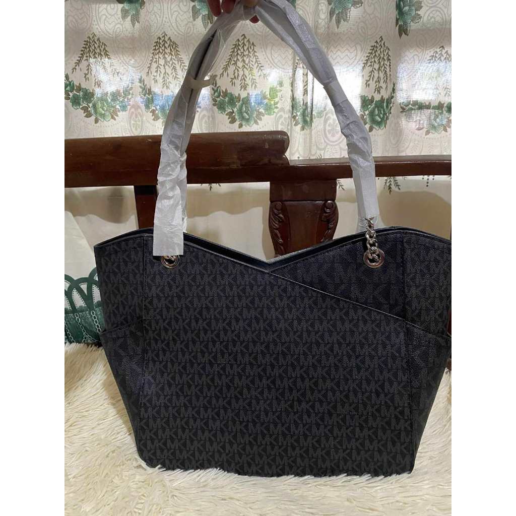 ORIG & IMPORTED MK Large Chain Shoulder Tote Black Bag
