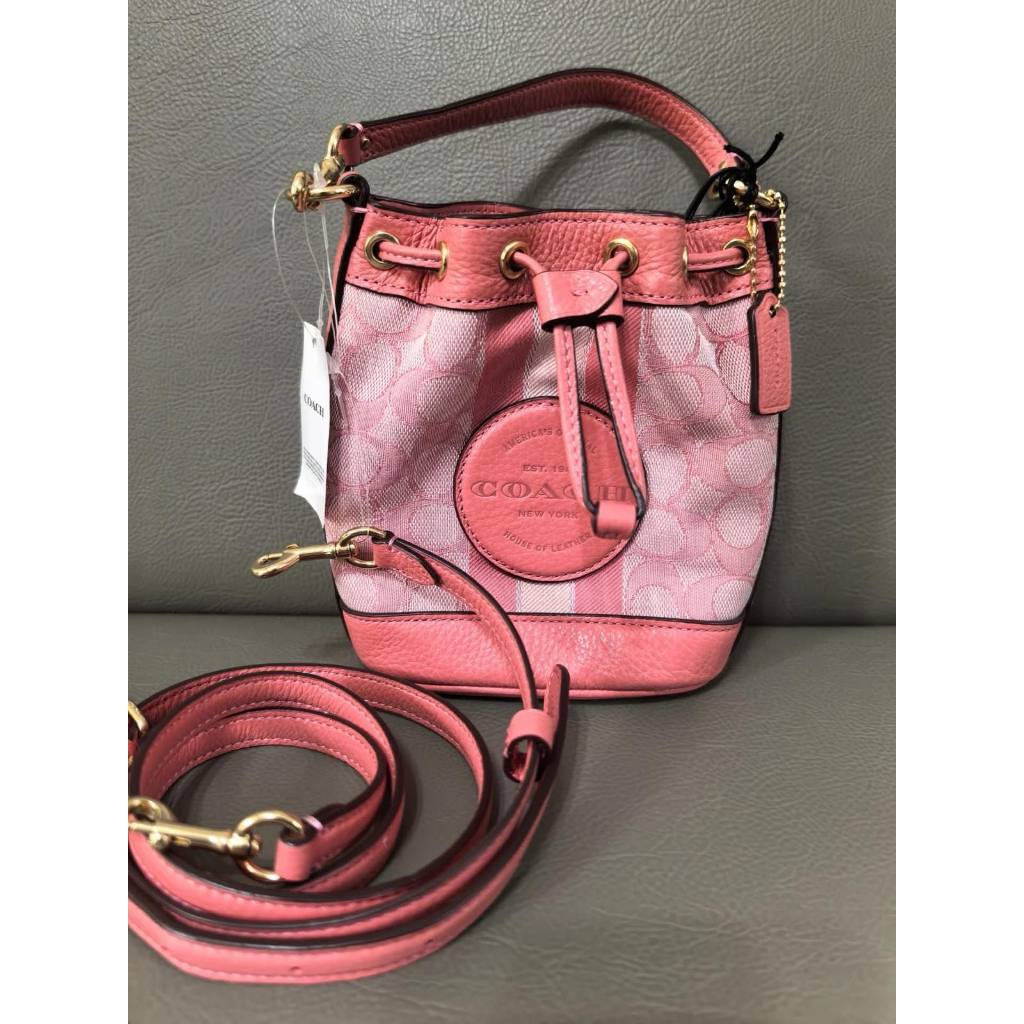 ORIG & IMPORTED CCH Mini Dempsey Bucket Bag Pink Signature Jacquard