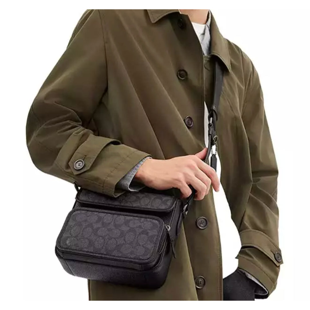 ORIG & IMPORTED CCH Sullivan Flap Crossbody Men's Bag In Signature Canvas in Charcoal Black