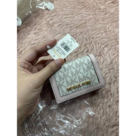 ORIG & IMPORTED MK Trifold Small White/Pink Wallet