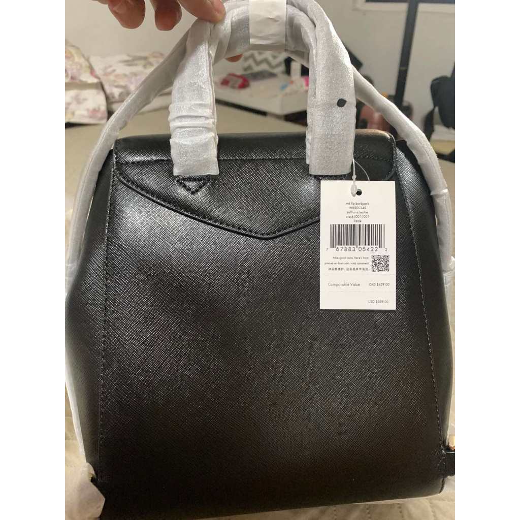 ORIG & IMPORTED KS Lizzie Medium Flap Backpack Black Bag