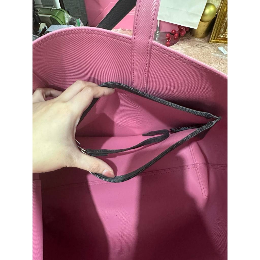 ORIG Preloved LCT Anna Reversible Tote Pink/Black Bag with Pouch