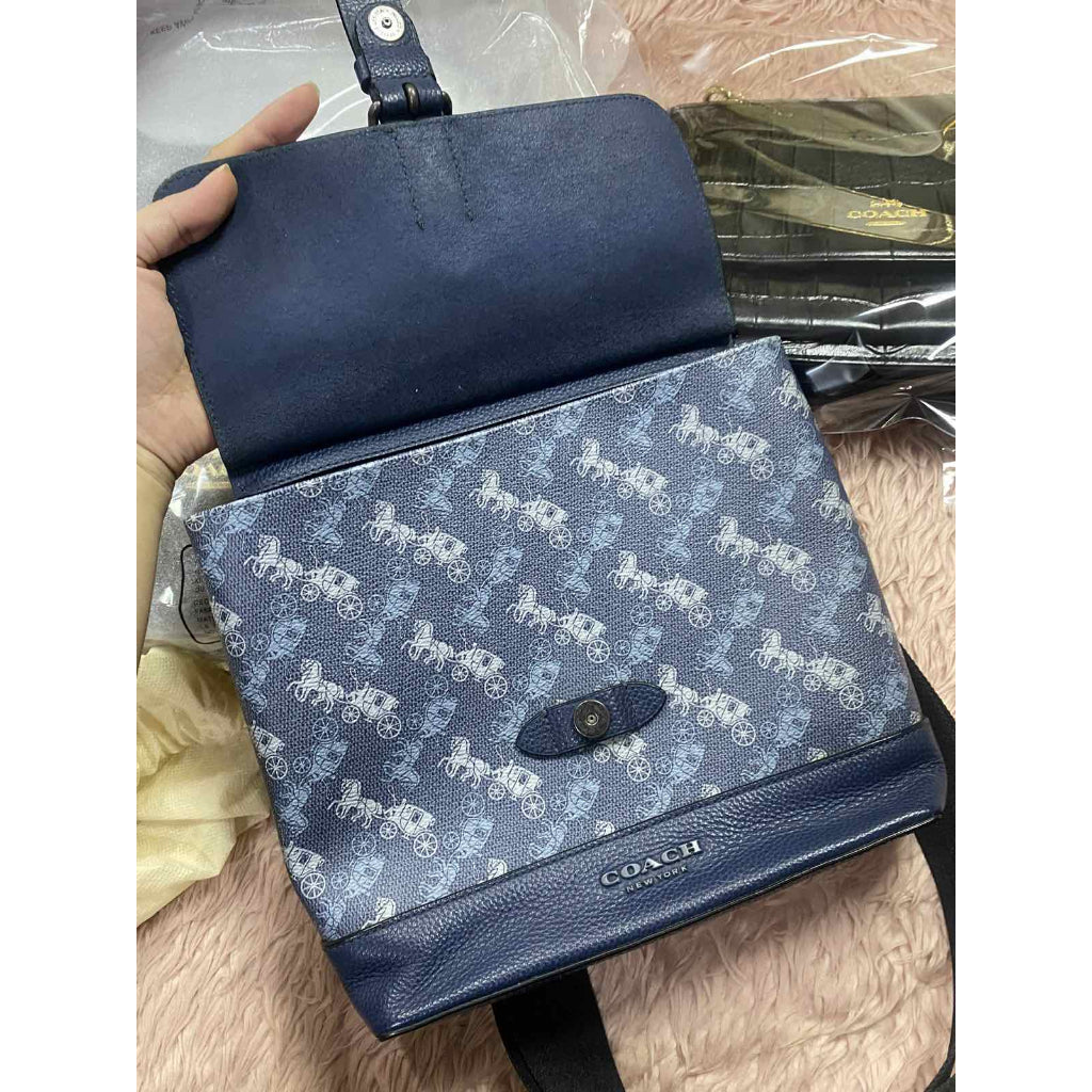 ORIG Preloved CCH Hudson Men Crossbody Blue Bag with horse print