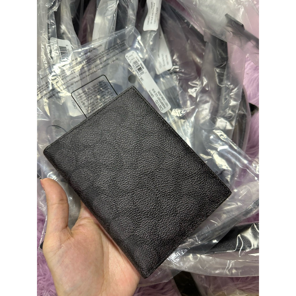 ORIG & IMPORTED CCH Passport Card Case In Signature Canvas Black Wallet