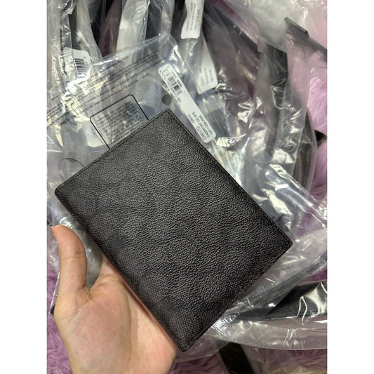 ORIG & IMPORTED CCH Passport Card Case In Signature Canvas Black Wallet