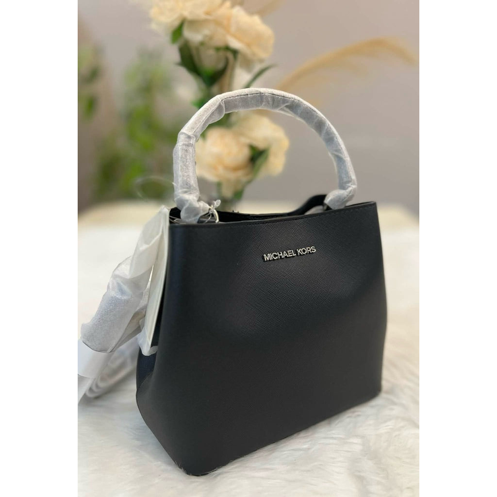 ORIG & IMPORTED MK Pratt Small Signature Logo Shoulder Bag Black Brown