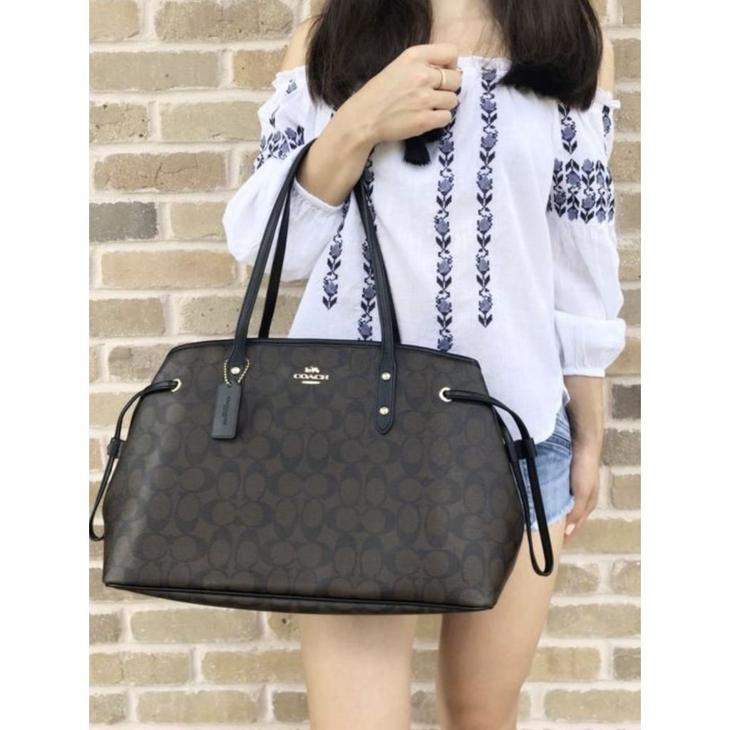 ORIG Preloved CCH Drawstring Carryall Tote Shoulder Bag Brown