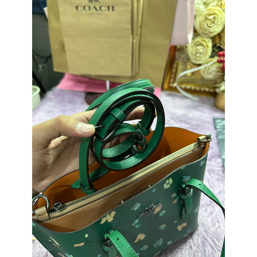 ORIG Preloved CCH Mollie Medium Tote Tote 25 With Mystical Floral Print Green