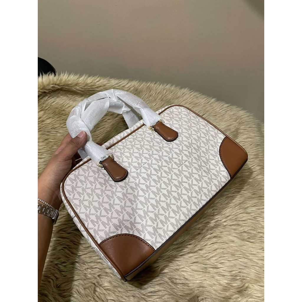 ORIG & IMPORTED MK Thompson Medium Signature Logo Satchel Duffle Brown/White Bag