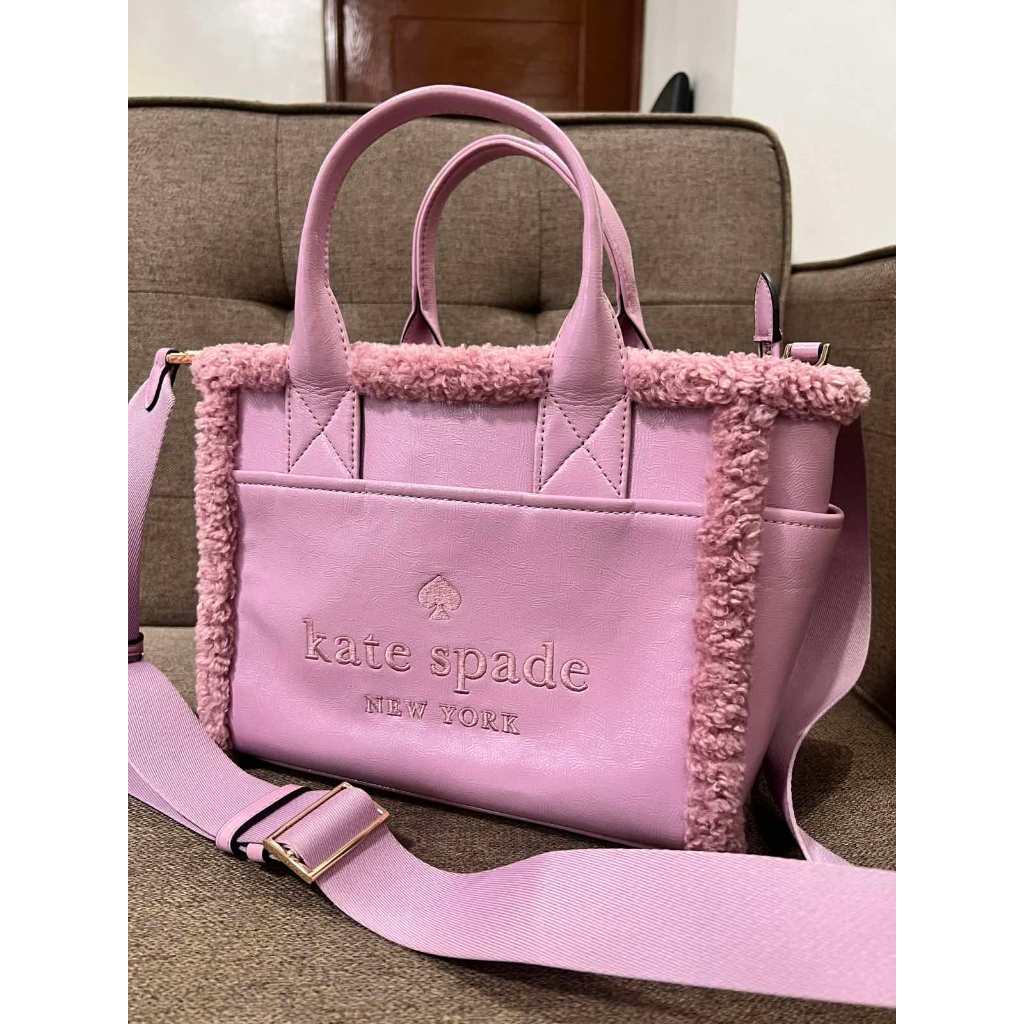 ORIG Preloved KS Jett Faux Shearling Small Pink Tote Bag